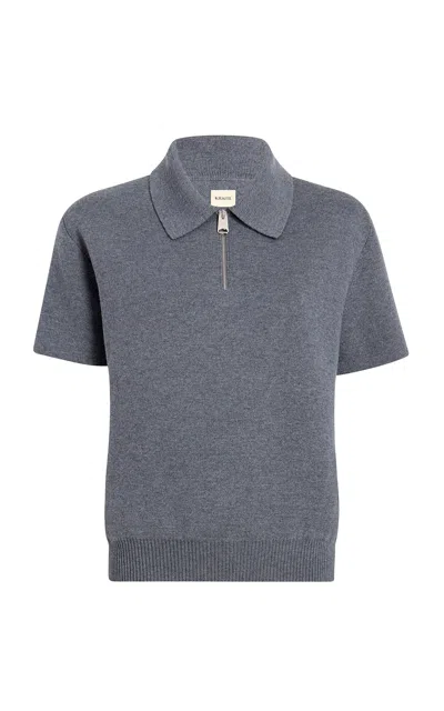 Khaite Short-sleeved Knitted Polo Shirt In Gray