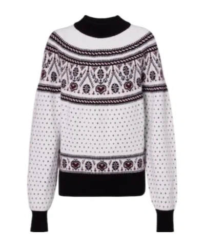 Khaite Guy Fair Isle Cashmere Sweater In White