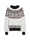 Khaite Guy Intarsia Mock Neck Cashmere Sweater In White