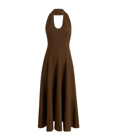 Khaite Halter Neck Dress In Brown