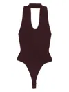 Khaite Toto Stretch-knit Halterneck Bodysuit In Brown