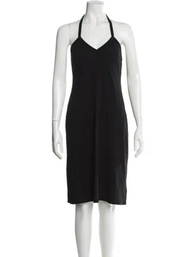 Pre-owned Khaite Halterneck Knee-length Dress In Black