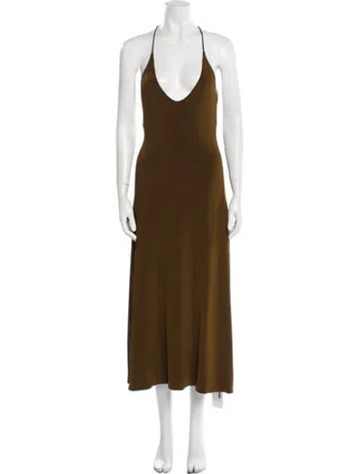 Pre-owned Khaite Halterneck Long Dress In Brown