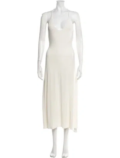 Pre-owned Khaite Halterneck Midi Length Dress In Neutrals