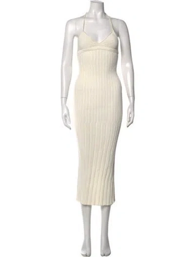 Pre-owned Khaite Halterneck Midi Length Dress In Neutrals