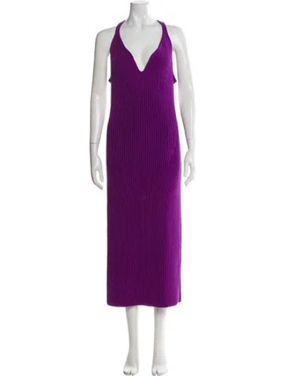 Pre-owned Khaite Halterneck Midi Length Dress W/ Tags In Purple