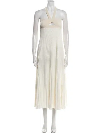 Pre-owned Khaite Halterneck Midi Length Dress In White