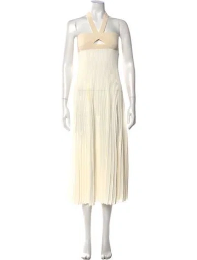 Pre-owned Khaite Halterneck Midi Length Dress In White