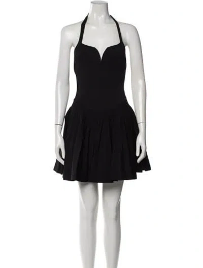 Pre-owned Khaite Halterneck Mini Dress In Black