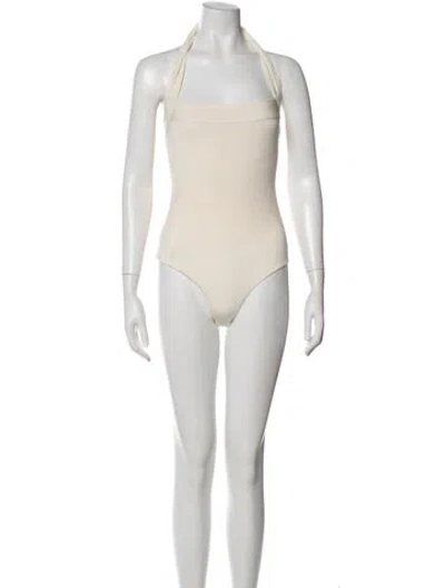 Pre-owned Khaite Halterneck Sleeveless Bodysuit In Neutral