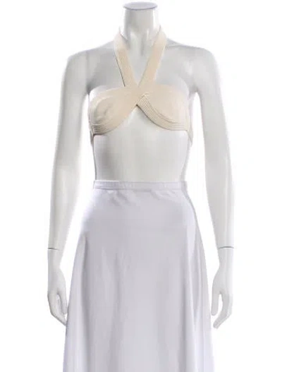 Pre-owned Khaite Halterneck Sleeveless Sports Bra In Neutral