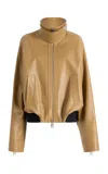 Khaite Hamett Plonge Leather Jacket In Nude