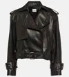 Khaite Hammond Belted Leather Biker Jacket In Black