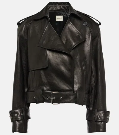 Khaite Hammond Belted Leather Biker Jacket In Black