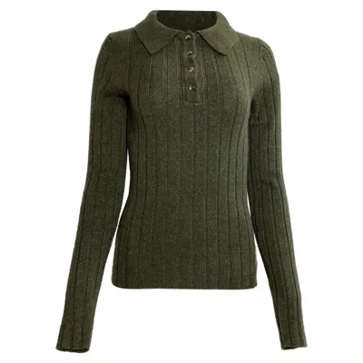 Khaite Hans Polo Jumper In Green Cashmere
