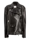 Khaite Hansel Belted Leather Jacket In Black