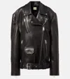Khaite Hansel Oversize Lambskin Leather Biker Jacket In Schwarz