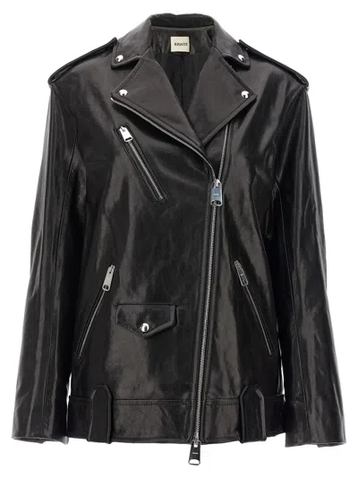 Khaite Hanson Leather Biker Jacket In Black