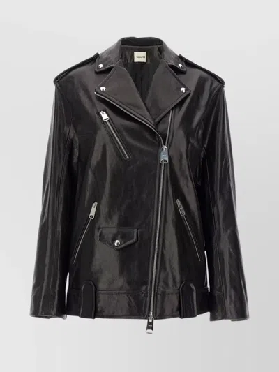 Khaite 'hanson' Leather Biker Jacket In Black