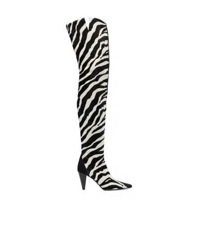 Khaite Harvey 85 Calf Hair Over-the-knee Boots In Black