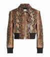 Khaite Hector Cropped Snake-effect Leather Jacket In Multi
