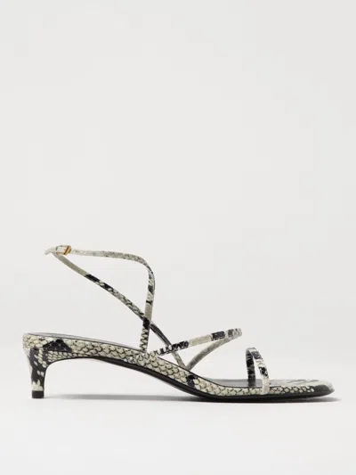 Khaite Strappy Python-embossed Kitten Sandals In Natural