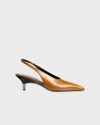 Khaite Bella 55 18kt Gold-plated Leather Slingback Pumps In Gold
