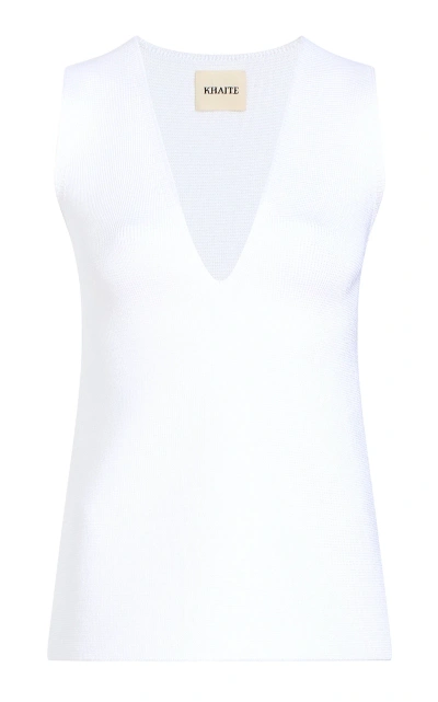 Khaite Heidi V-neck Top In White