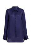Khaite Herschel Satin Shirt In Navy