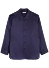 Khaite Herschel Oversized Silk-organza Shirt In Blue