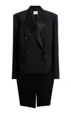 Khaite Herschel Silk Satin Shirt In Black,white