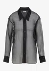 Khaite Sheer Black Pinstripe Shirt With Classic Collar