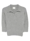 Khaite Shrunken Jo Cashmere-blend Polo Sweater In Gray