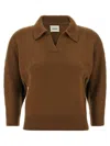 Khaite Herve Cashmere Polo Neck Sweater In Brown