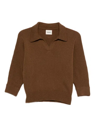 Khaite Herve Polo Sweater In Brown