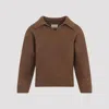 Khaite Cashmere Knit Sweater With Open Collar In Brown