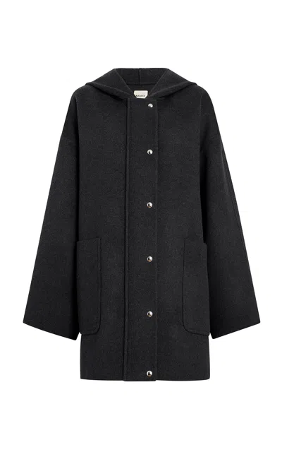 Khaite Hessner Hooded Wool Coat In Grey