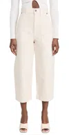 Khaite Neutral Hewey Barrel-leg Crop Jeans In Ivory Rigid