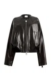 Khaite Hewit Oversized Leather Bomber Jacket In Black