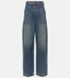 Khaite Hewey Cropped High-rise Wide-leg Jeans In Blue