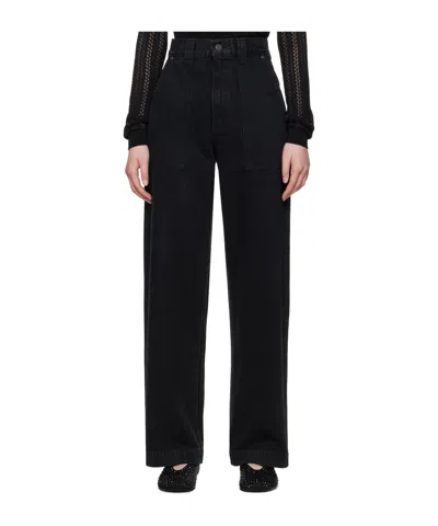 Khaite Hewitt High-rise Wide-leg Jeans In Black