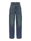 Khaite Hewey Cropped High-rise Wide-leg Jeans In Blue