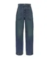 Khaite Hewey Cropped High-rise Wide-leg Jeans In Blue