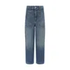 Khaite Hewey Cropped High-rise Wide-leg Jeans In Blue