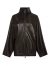 Khaite High-collar Zip-front Jacket In Black