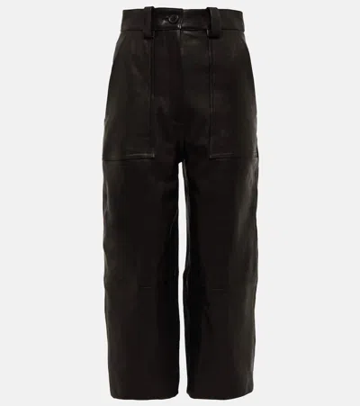 Khaite High-rise Straight-leg Leather Pants In Black