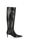 Khaite High-shaft Leather Boots With Glossy Finish In Black