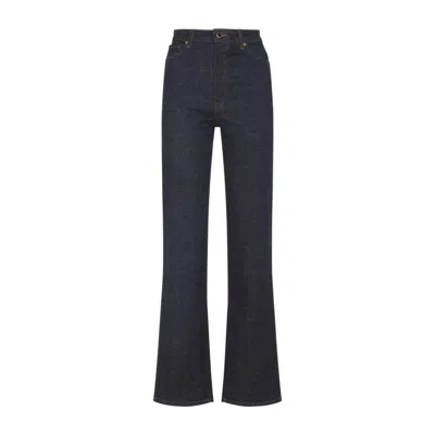Khaite Womens Benson Bonnie Straight-leg Denim-blend Jeans In Blue