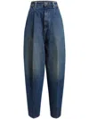 Khaite Ashford Pleated Tapered Jeans In Blue