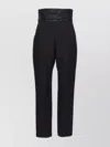 Khaite Lenro Pleated Satin-trimmed Grain De Poudre Straight-leg Pants